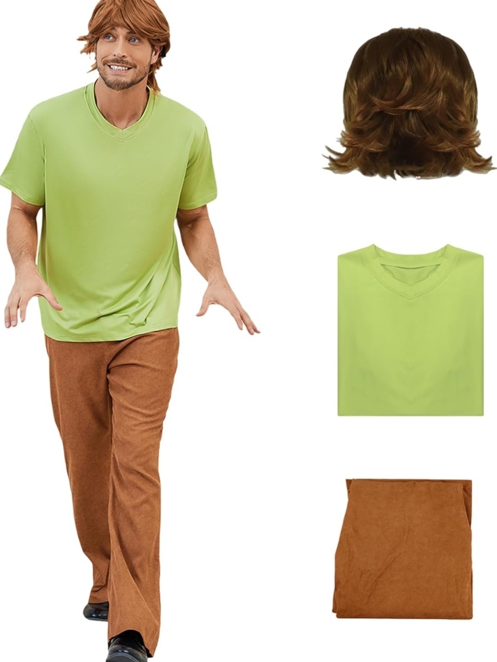 Halloween Costume Mens XXL Scooby Doo Shaggy With Wig